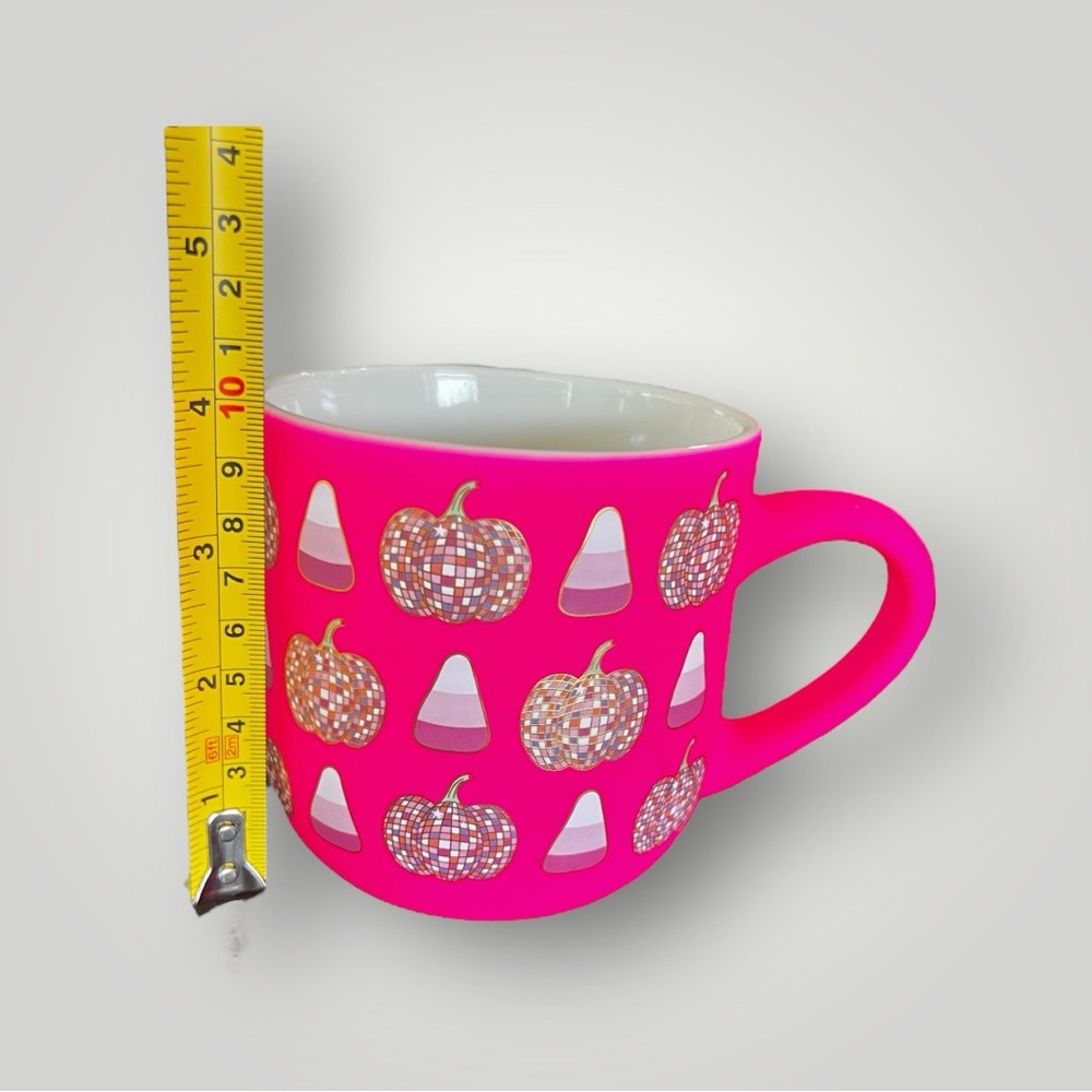 Neon Pink Autumn Halloween Pumpkin Soft Touch Matte Ceramic Mug Cup Gift New - Picture 3 of 14